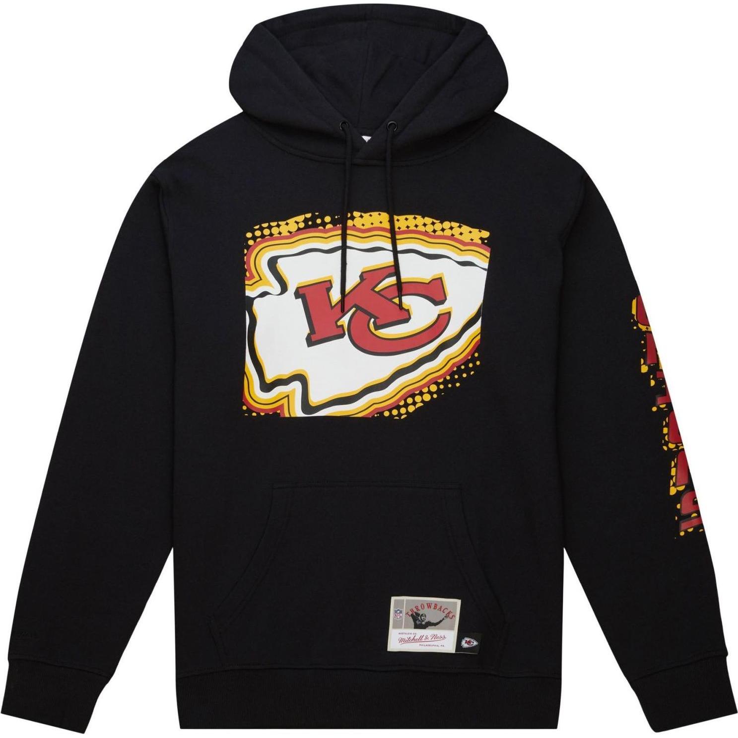 Mitchell & Ness, Herren, Pullover, Hoody - BIG FACE Kansas City Chiefs - XL, Schwarz, (XL)