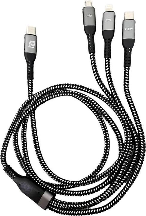 Immagine prodotto IWH Cavo di ricarica USB USB-C®, presa USB-Micro-A, connettore Apple Lightning 1,2 m 0 (1.20 m, USB 3.2 Gen 1, 100 W)