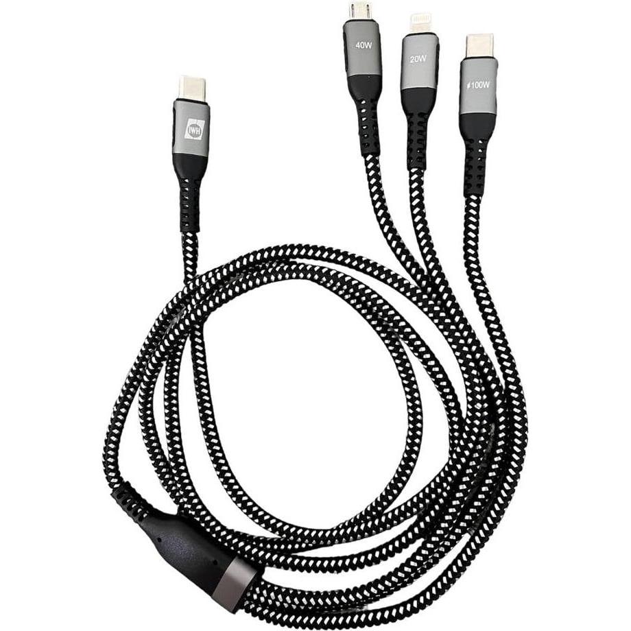 Thumbnail - IWH USB-Ladekabel USB-C, USB-Micro-A Buchse, Apple Lightning Stecker 1.2 m 0 (1.20 m, USB 3.2 Gen 1), USB Kabel