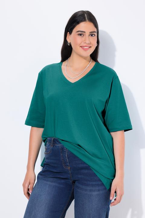 Produktbild Ulla Popken T-Shirt, Basic, Relaxed Fit, V-Ausschnitt, Halbarm (60)