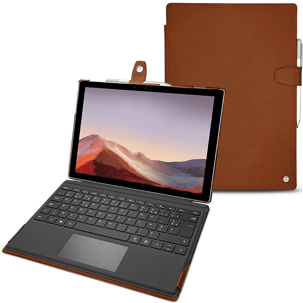 Noreve Lederschutzhülle (Microsoft Surface Pro 7), Tablet Hülle, Braun