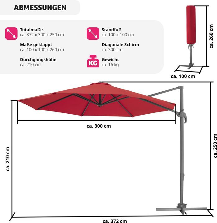 Produktbild tectake Ampelschirm (3 m)