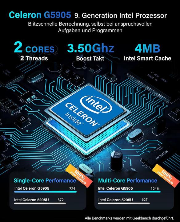 Produktbild Greed Nano Mini PC mit Intel Celeron Prozessor (512 GB, 8 GB, Intel Celeron G5905)