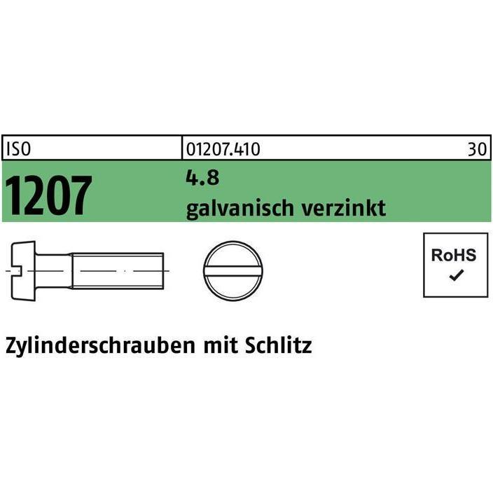 Reyher, Schrauben, Zylinderschraube DIN 84/ISO 1207 Schlitz M 5 x 100 4.8 galvanisch verzinkt (100 Schrauben pro Stück)
