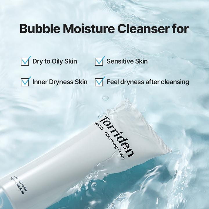 Image du produit Torriden Mousse nettoyante à base d'acides hyaluroniques à faible poids moléculaire DIVE-IN (Mousse nettoyante, 150 ml)
