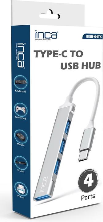 Produktbild Inca Adapter IUSB-04TX Typ C USB Eingang, 2.0/3.0 Ausgang (USB-C, 4 Ports)