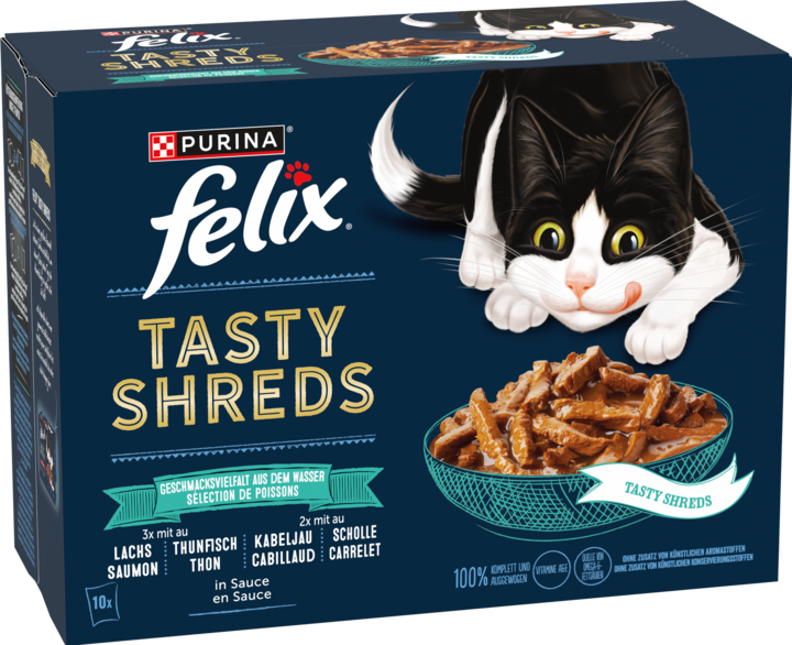Produktbild Purina ONE FELIX TASTY SHREDS 10X80G (Adult, 10 Stk., 800 g)