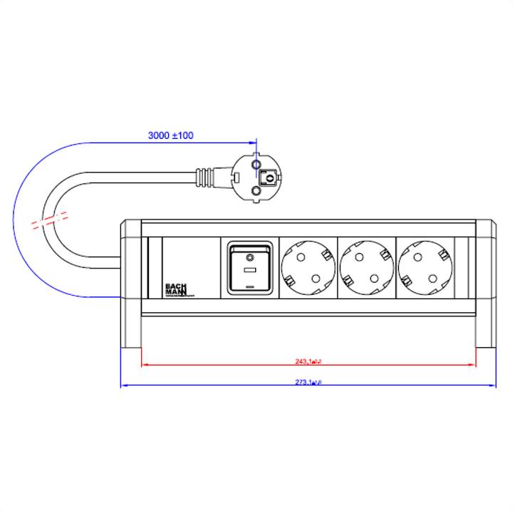 Image du produit Bachmann Cordon d'extension DESK (3x, CEE 7/3, 3 m)