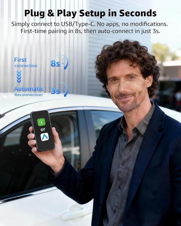 Actual product image Ancvet Wireless CarPlay & Android Auto Adapter