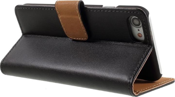 Image du produit Apfelkiste iPhone SE/8/7 Echtleder Flip Cover m. Karten Etui, Schwarz (Apple iPhone 7, Apple iPhone 8, Apple iPhone SE (2ème génération), Apple iPhone SE (3ème génération))