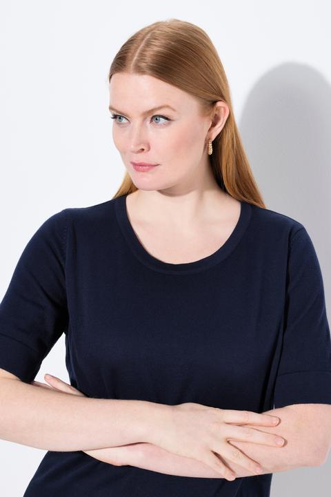 Image du produit Ulla Popken Pull twinset en coton Pima, col rond et manches courtes (42, 44)