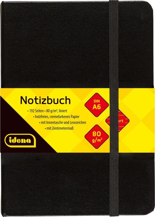 Produktbild Idena Notizbuch A6 liniert schwarz FSC-Mix (A6, Liniert, Harter Einband)