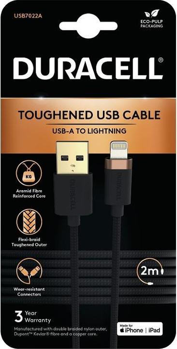 Actual product image Duracell USB-C cable for Lightning 2m (Black) (2 m, USB 3.0)