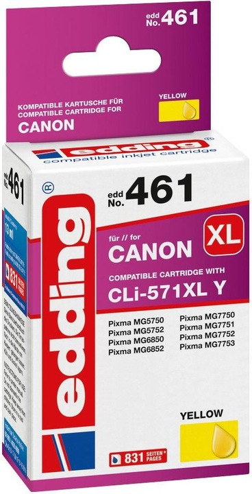 Immagine prodotto Edding Cartuccia compatibile con la cartuccia Canon n. 571XL (CLI-571XL) giallo (Y)