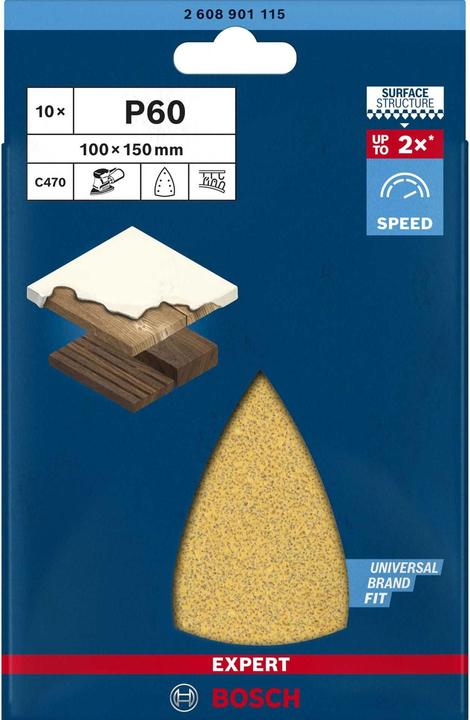 Actual product image Bosch Professional Zubehör Expert C470 Sandpaper with 7 holes for multi-sander, 100 x 150 mm, G 60, 10-pcs. (60)