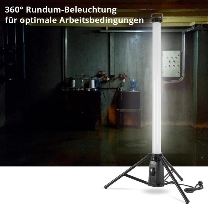 Produktbild Stahlwerk LED-Baustrahler 100 Watt 360° Akku-Arbeitsleuchte 7500 lm LED-Tower mit Stativ (7500 lm)