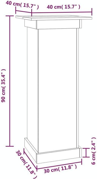 Actual product image vidaXL Blumenständer Weiss 40x40x90 cm Massivholz Kiefer,Farbe