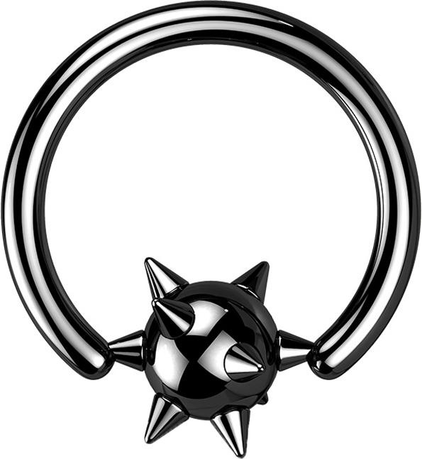 Produktbild Star Piercing Closure Ring schwarz Kugel mit Cones (ohne Messing, Chirurgenstahl 316L)