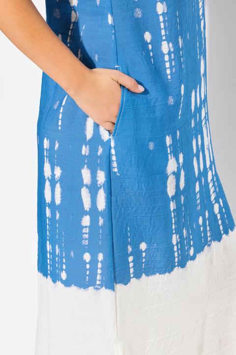 Produktbild Ulla Popken Kaftan, Leinenmix, Batikdruck, V-Ausschnitt, Halbarm (54)