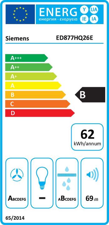 Label énergétique Siemens ED877HQ26E (81.20 cm, Table de cuisson à induction)
