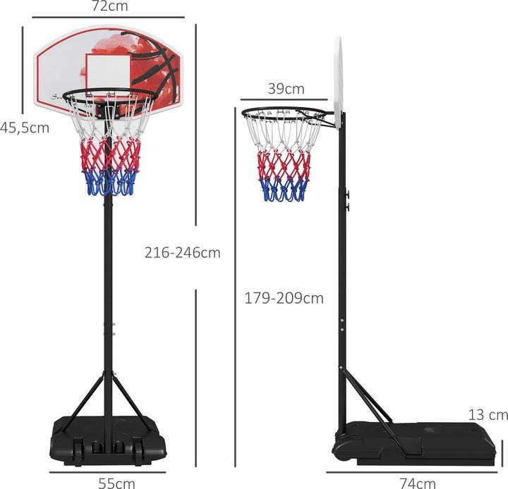 Immagine prodotto SportNow Basketballkorb Kunststoff, Stahl Schwarz+Transparent+Orange