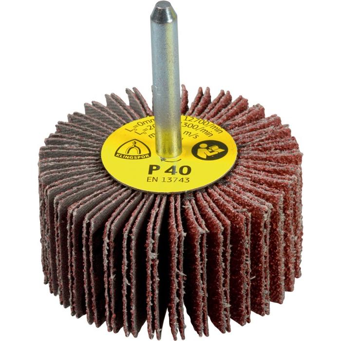Klingspor, Schleifmittel, Fächerschleifer KM 613 Ø60xH30mm Körnung 100 Korund Schaft-Ø 6 mm (100)