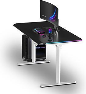 Actual product image Ultradesk Gaming-Tisch QUEST, 140x70cm, 72-120cm, weiss-schwarz