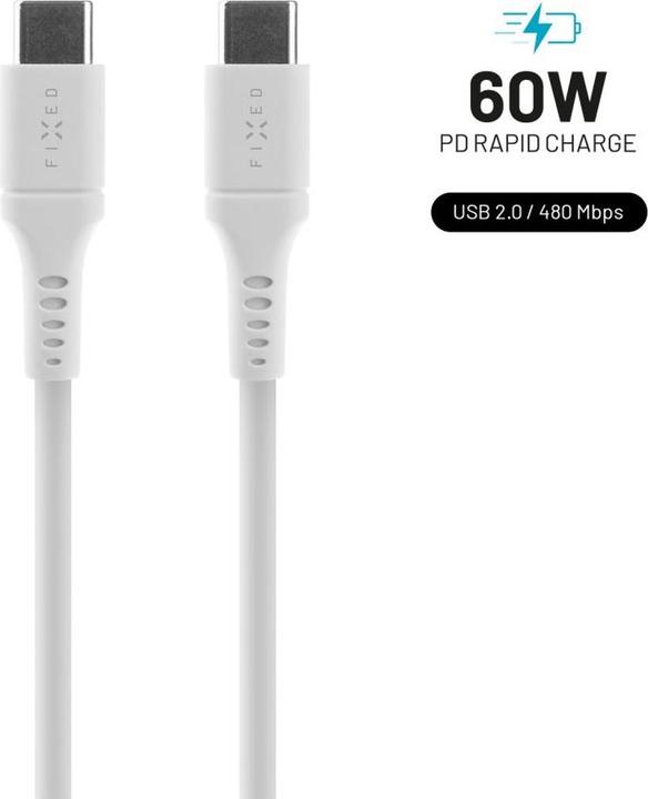 Productafbeelding Fixed Vloeibare Siliconen Kabel USB-C/USB-C, 2m, 60W, wit (2 m, 60 W)