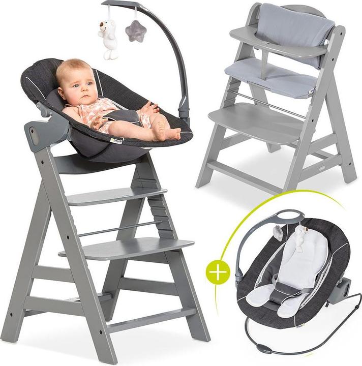 Produktbild Hauck Hochstühle Alpha Plus Grau Newborn Set Deluxe - 4-tlg. Hochstuhl (Hochstuhl)