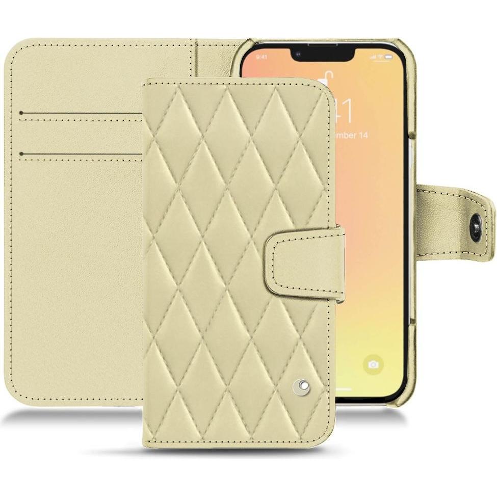 Noreve Lederschutzhülle Wallet (Apple iPhone 13), Smartphone Hülle, Beige