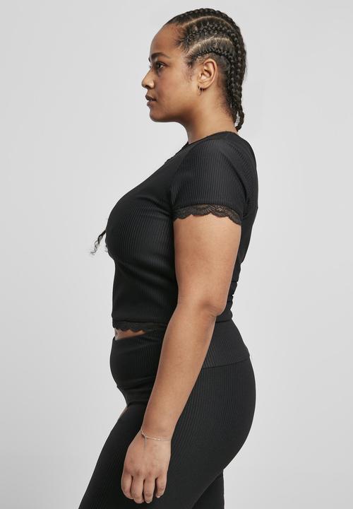 Image du produit Urban Classics Ladies Cropped Lace Hem Tee (3XL)