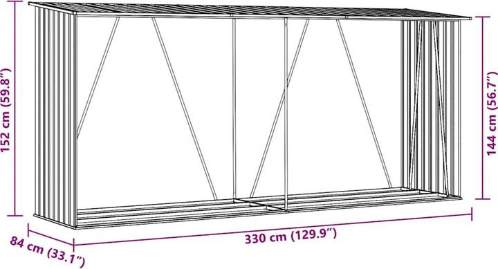Actual product image vidaXL Brennholzlager (330 x 84 x 152 cm)