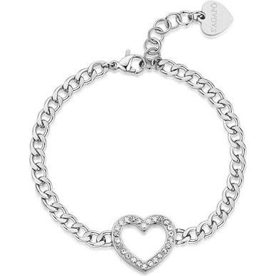 Sagapo, Armschmuck, S'AgapÃµ - Women's steel bracelet Glittering heart My love SYL15, (Stahl)
