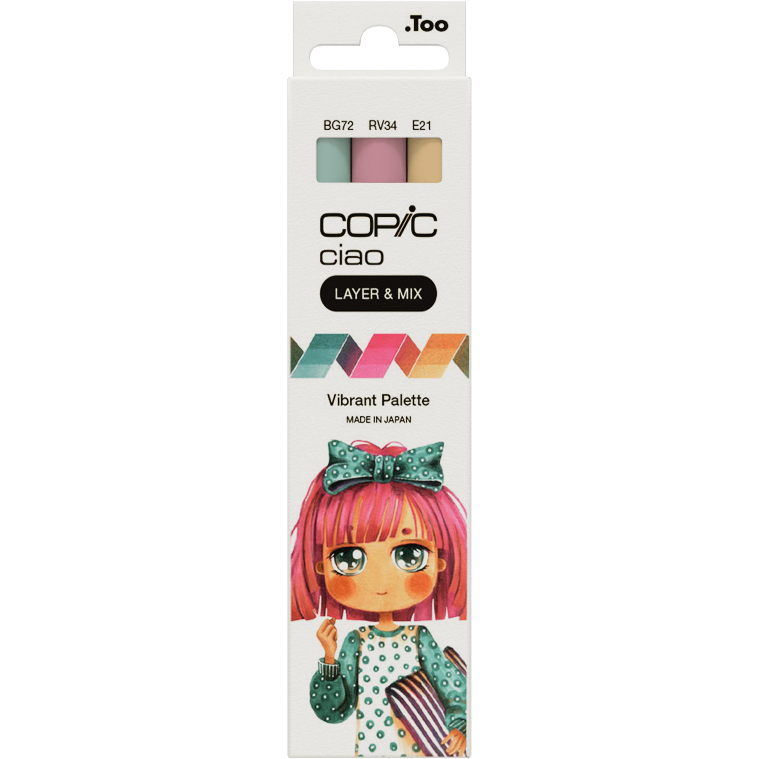 Copic, Marker, CIAO - Marker (E-21 Soft Sun, RV-34 Dark Pink, BG-72 Ice Ocean, 6 mm, 3 x)