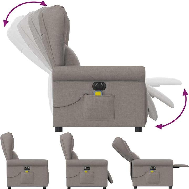 Actual product image vidaXL Massage chair electric taupe fabric