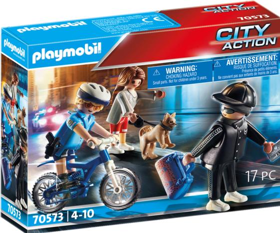 Image du produit Playmobil Moto de la police : poursuite du voleur d'argent (70572, Playmobil City Life)