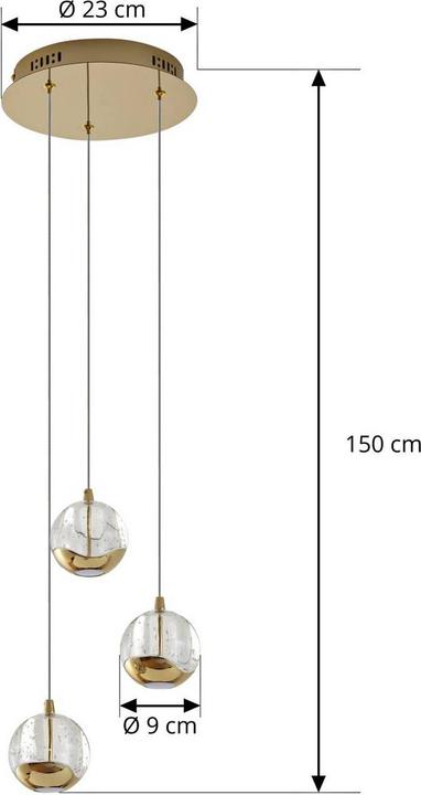 Produktbild Lucande Hayley 3 Pendelleuchte Clear/Gold (1175 lm)