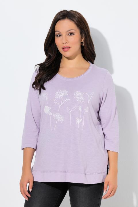 Actual product image Ulla Popken Raw-Edged Botanical Graphic Tee (54)