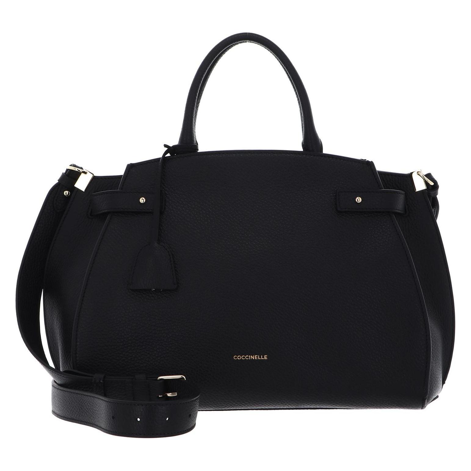 Coccinelle, Handtasche, Ledertasche Henkeltasche Coccinellekliche, Schwarz