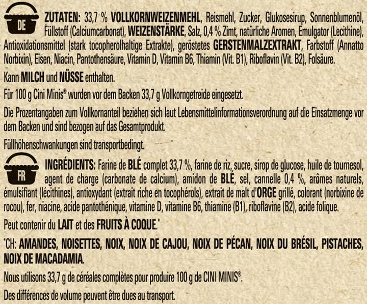 Valori nutrizionali e ingredienti Cini Minis Cereali (625 g)