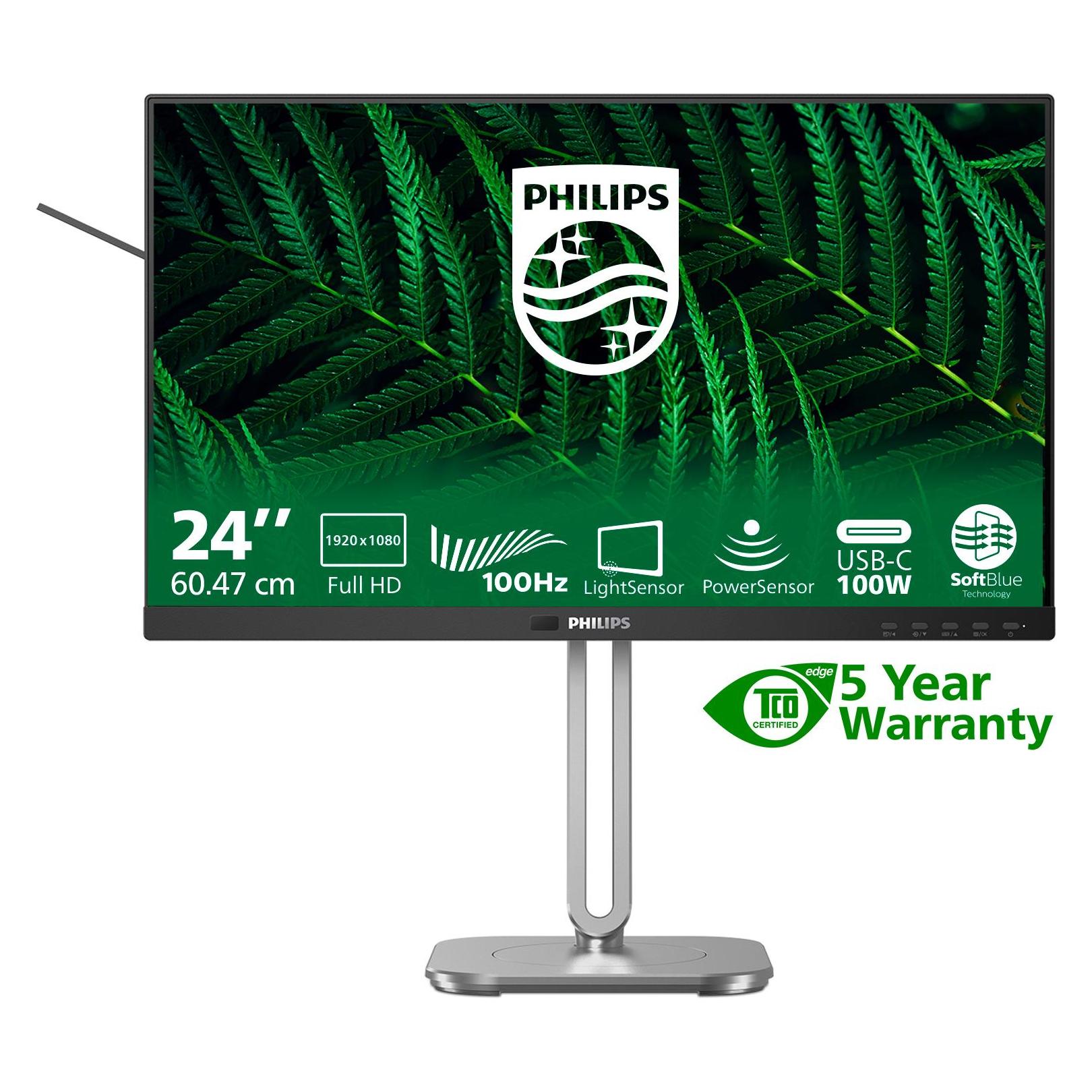 Philips 24B2G5301 - 24 Zoll Full HD Mon (1920 x 1080 Pixel, 23.80"), Monitor, Schwarz
