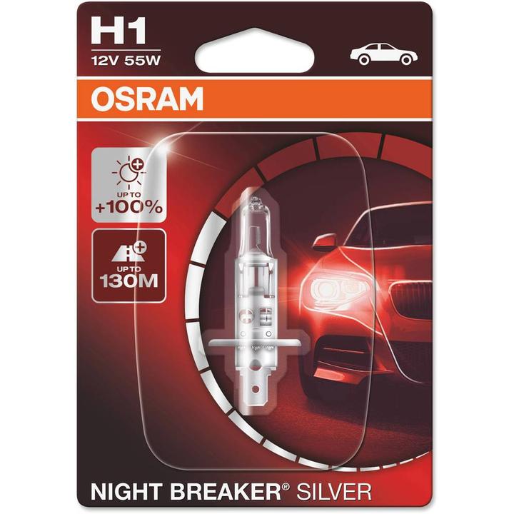 Actual product image Osram 4062172395465 Halogen bulb Night Breaker® Silver H1 55 W 12 V (H1)
