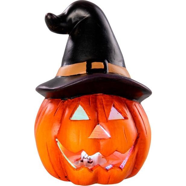 MICA Living Kürbis mit Hexenhut mit LED - ca. 11 x 10,5 x 15,5 cm