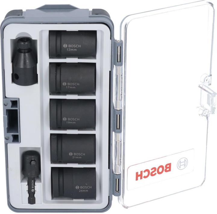 Actual product image Bosch Professional Zubehör Socket spanner set, 7 pcs., 13-24 mm (24 mm, 13 mm, 21 mm, 19 mm, 17 mm)