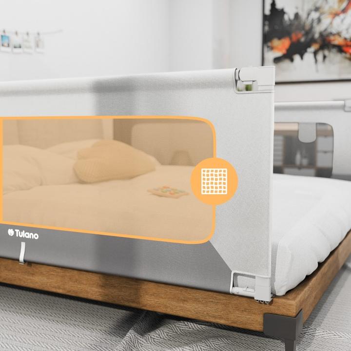 Image du produit Tulano Sicherheitsgeländer für Bett 180cm Abdeckung 48 Weiss-Grau