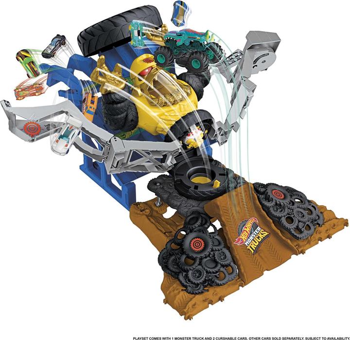 Actual product image Hot Wheels Monster Trucks ARENA SMASHERS™ MEGA-WREX™ VS CRUSHZILLA TAKEDOWN™ Playset