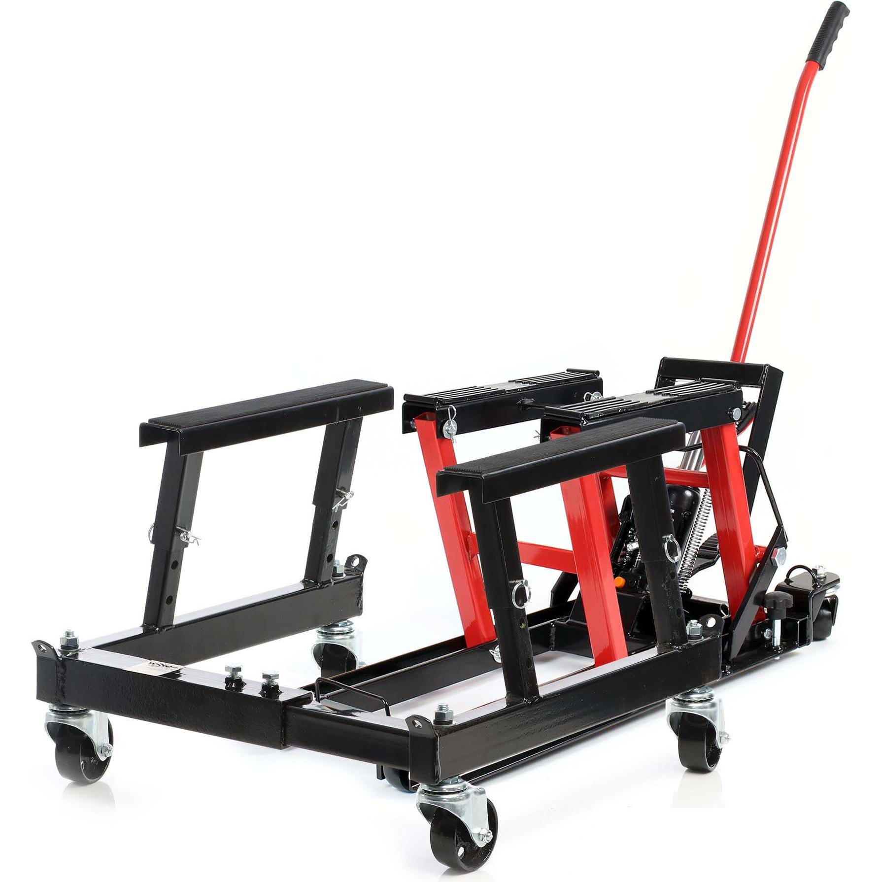 Wiltec, Wagenheber, Set 680kg Motorradheber Montageständer ATV Quad + Montagebock mit Rädern