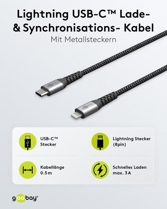 Produktbild Goobay USB A – Micro USB B (0.50 m, USB 2.0, 15 W)