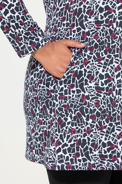 Produktbild Ulla Popken Longshirt, gemustert, A-Linie, Carree-Ausschnitt, Langarm (58)