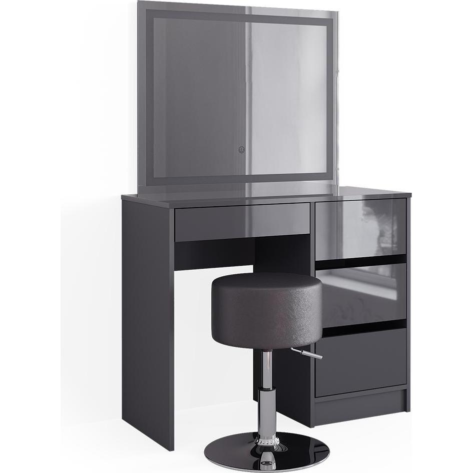 Vicco, Schminktisch, Sherry mit Hocker und Beleuchtung (90 x 75 x 40 cm)